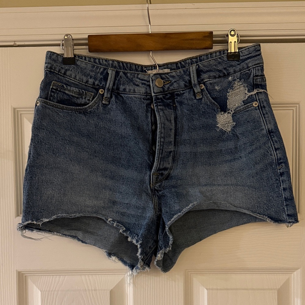 Good American Blue Distressed Jean Shorts
